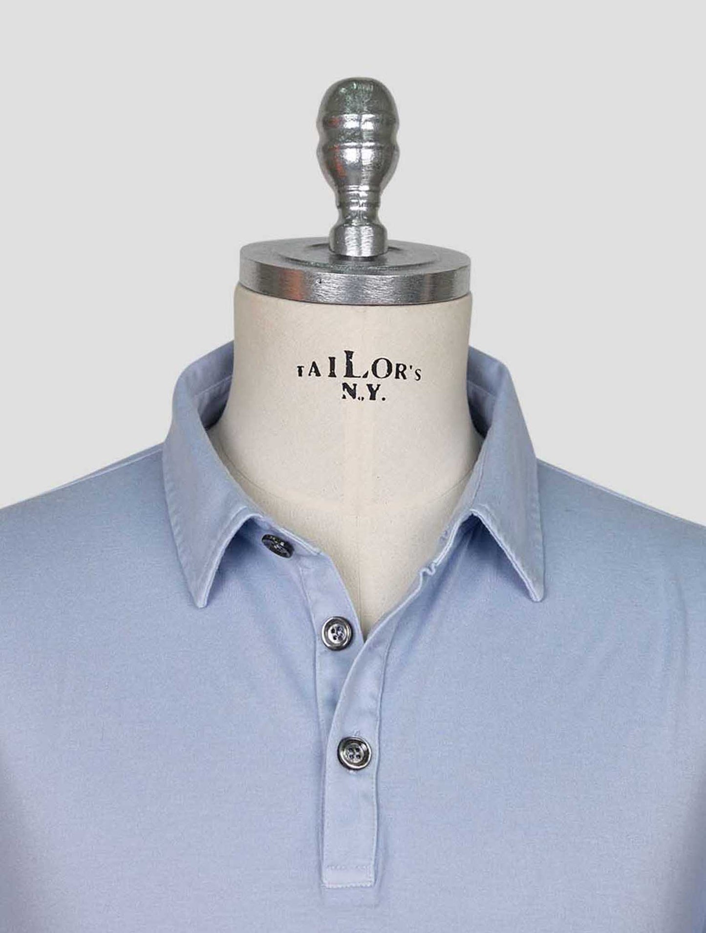 Kiton Light Blue Cotton Cashmere Polo