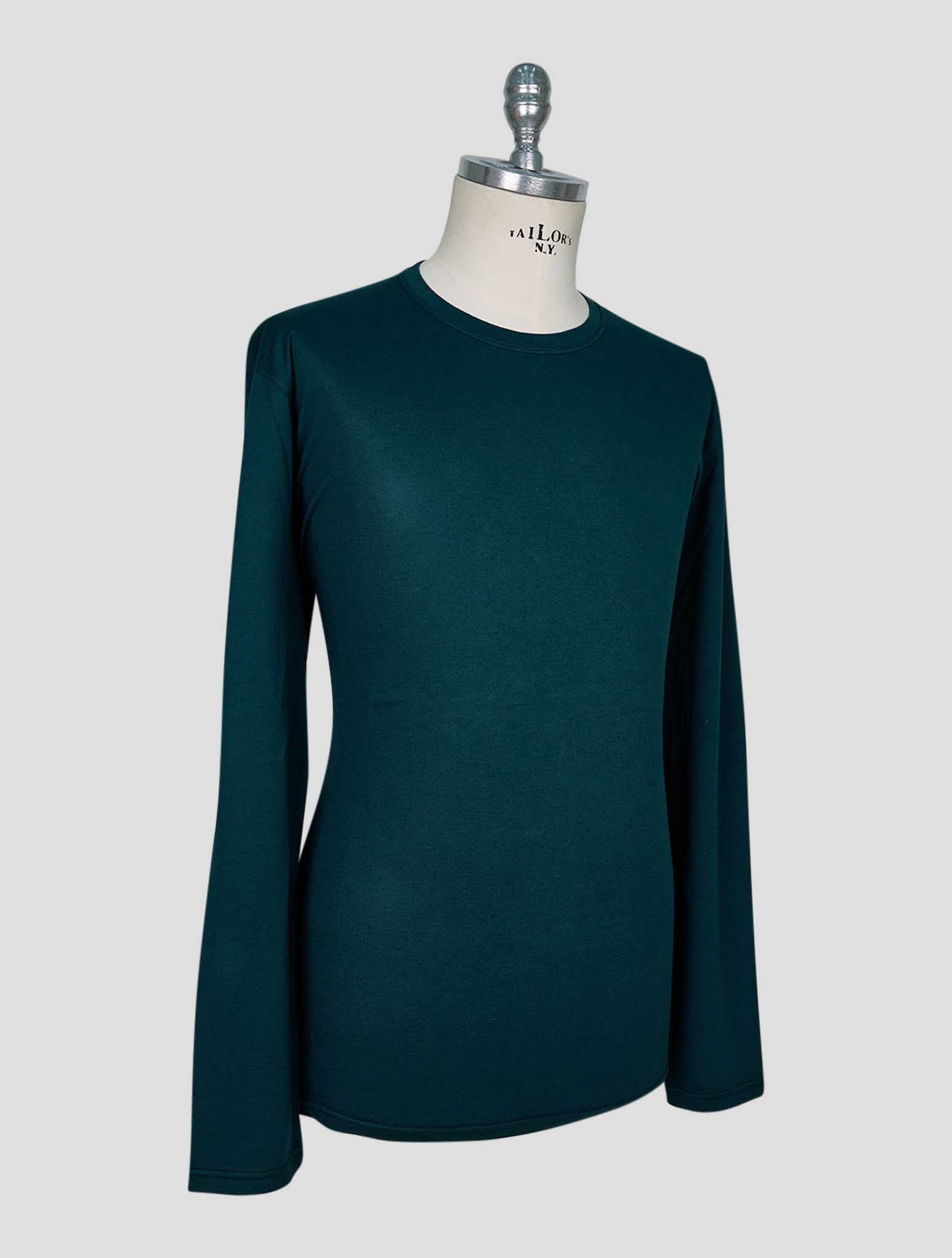 Kiton Green Cotton Cashmere T-Shirt Long Sleeve