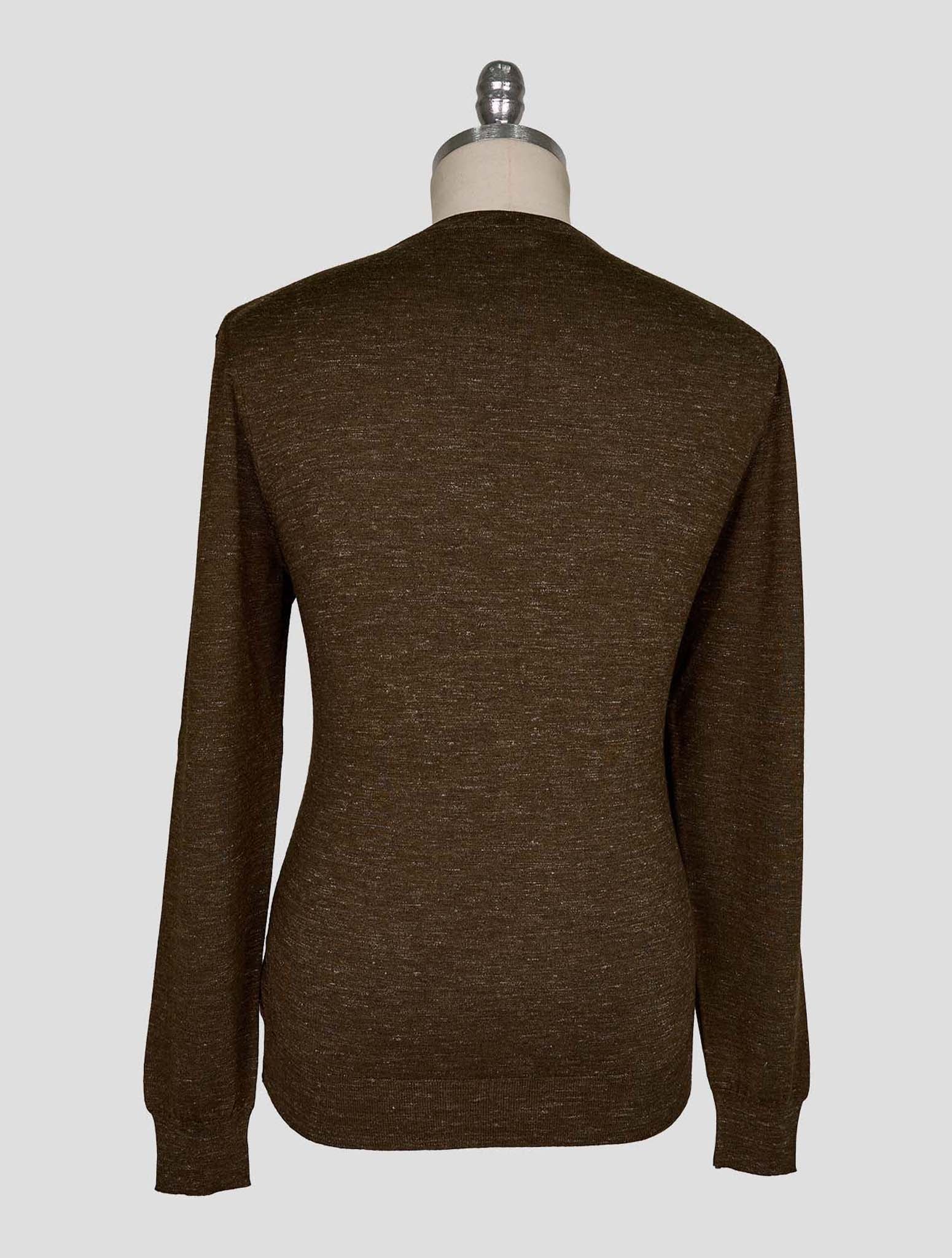 Kiton Brown Cashmere Silk Linen Sweater Crewneck