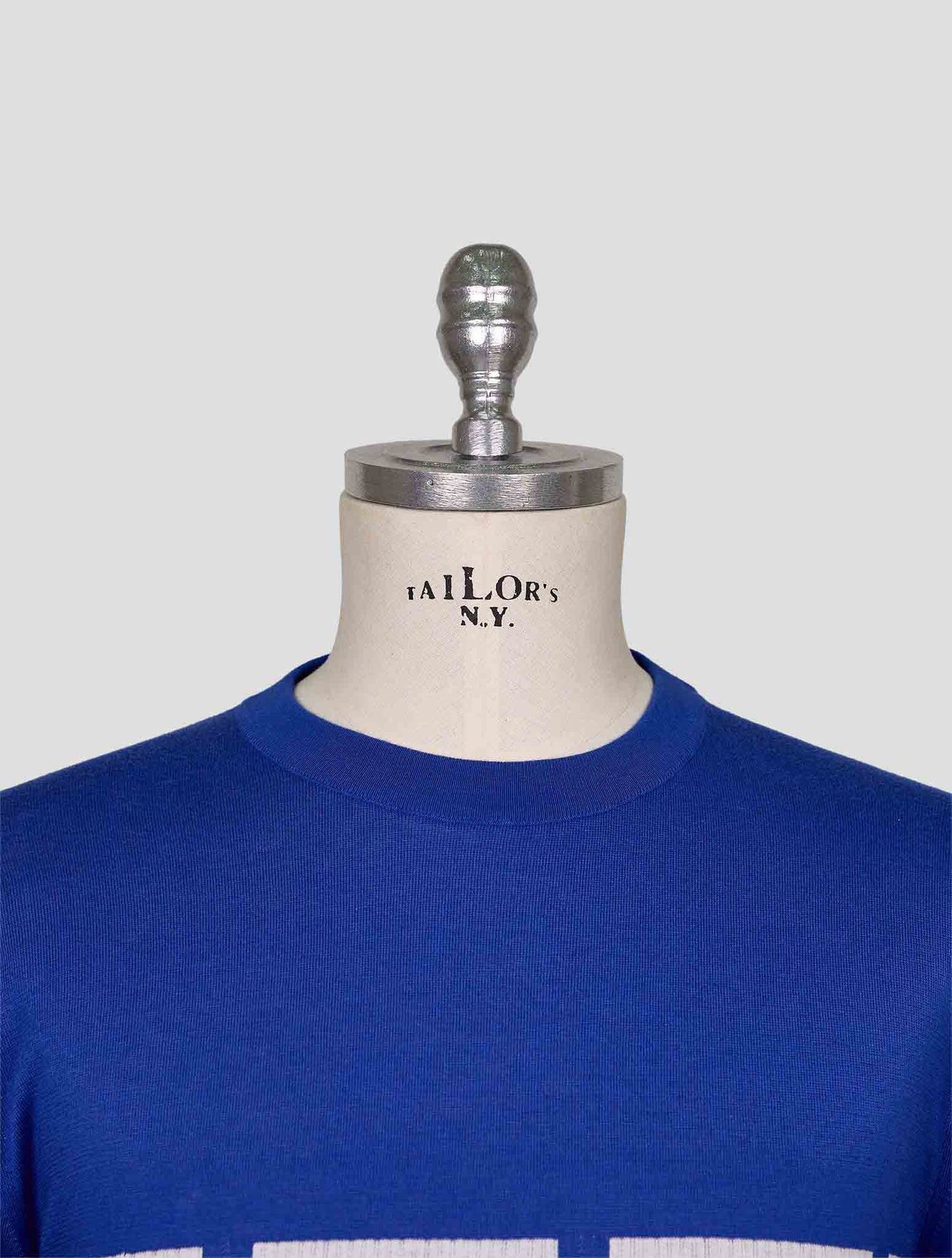 Kiton Blue Cotton Sweater Crewneck