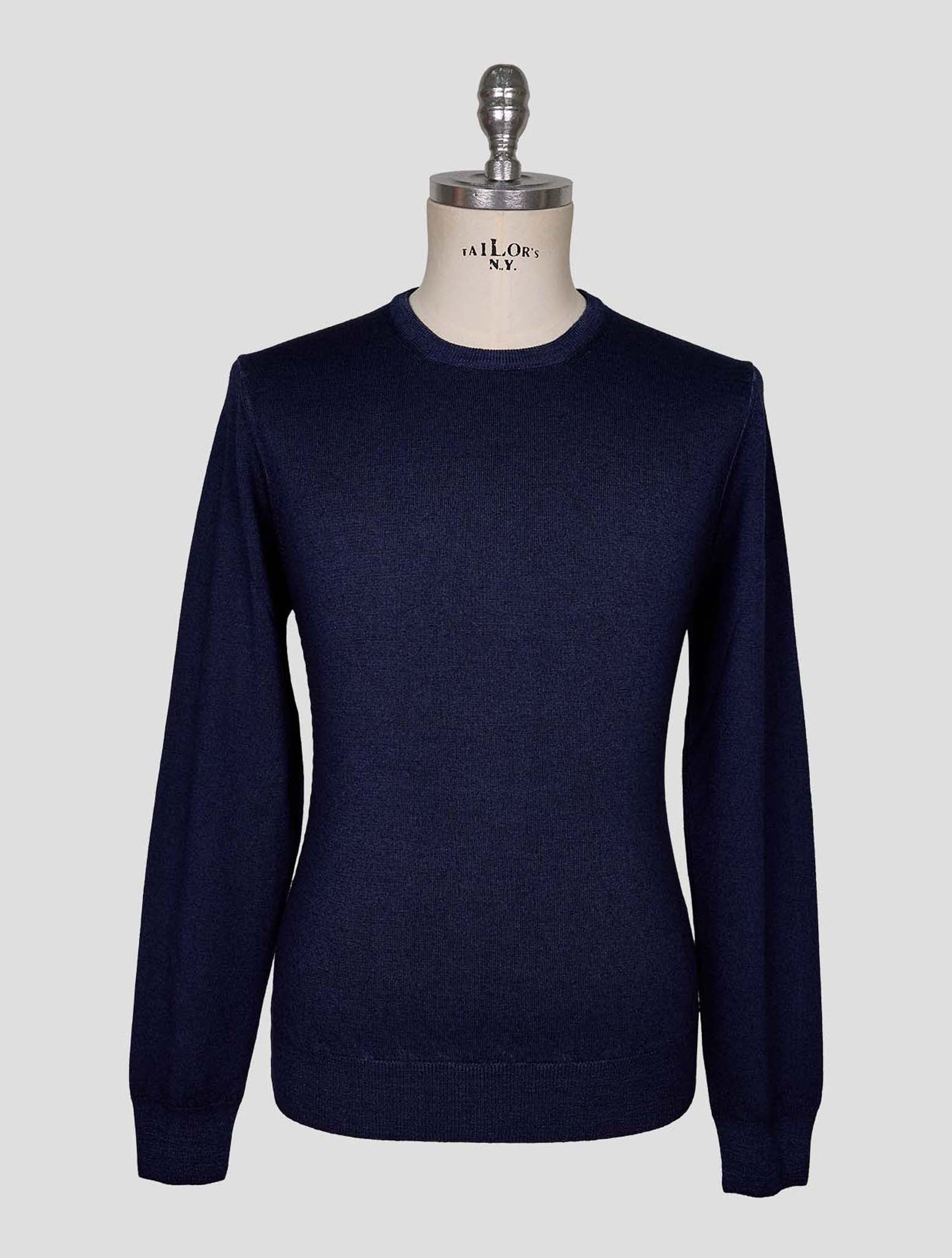 Kiton Blue Wool Sweater Crewneck