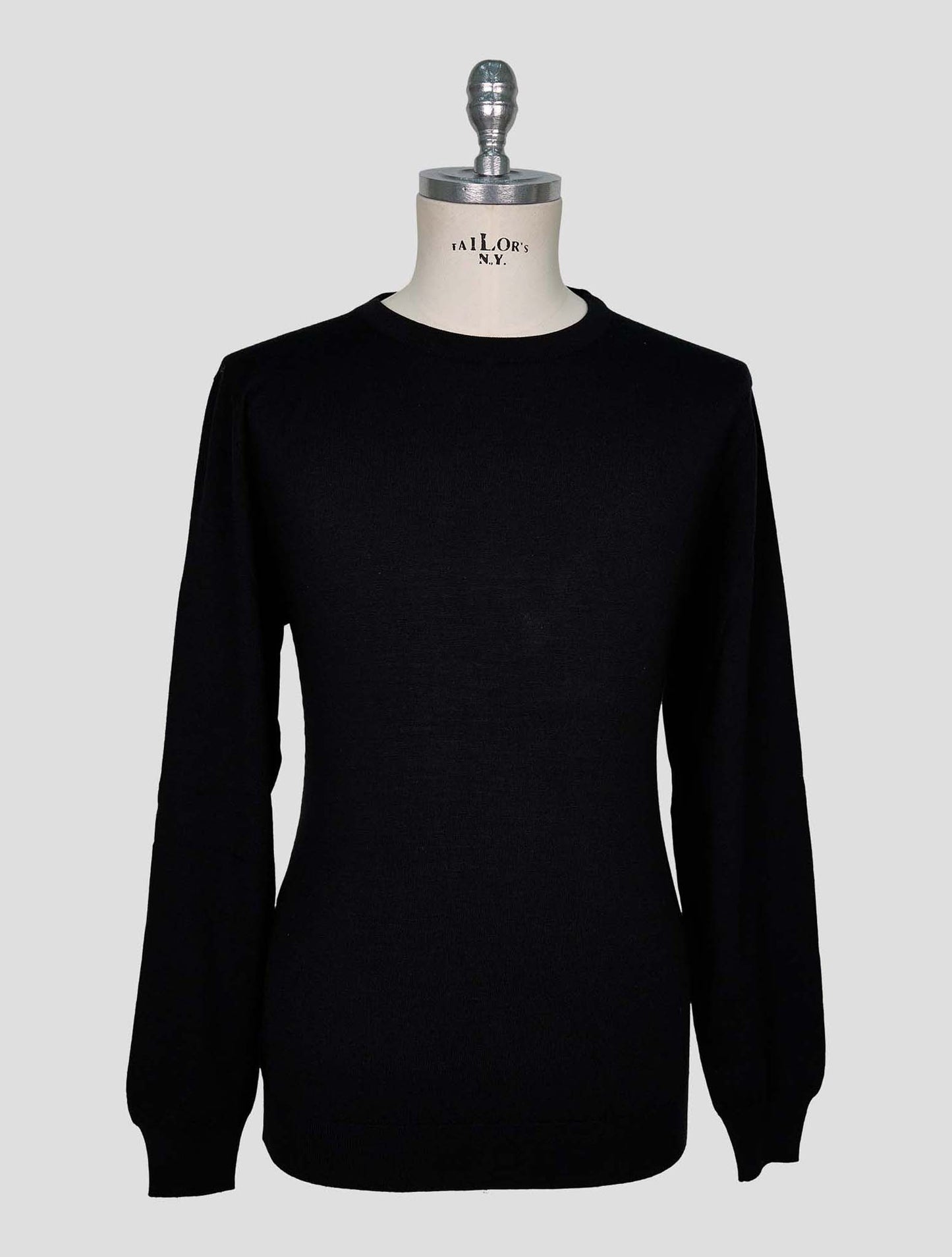 Kiton Black Wool Sweater Crewneck