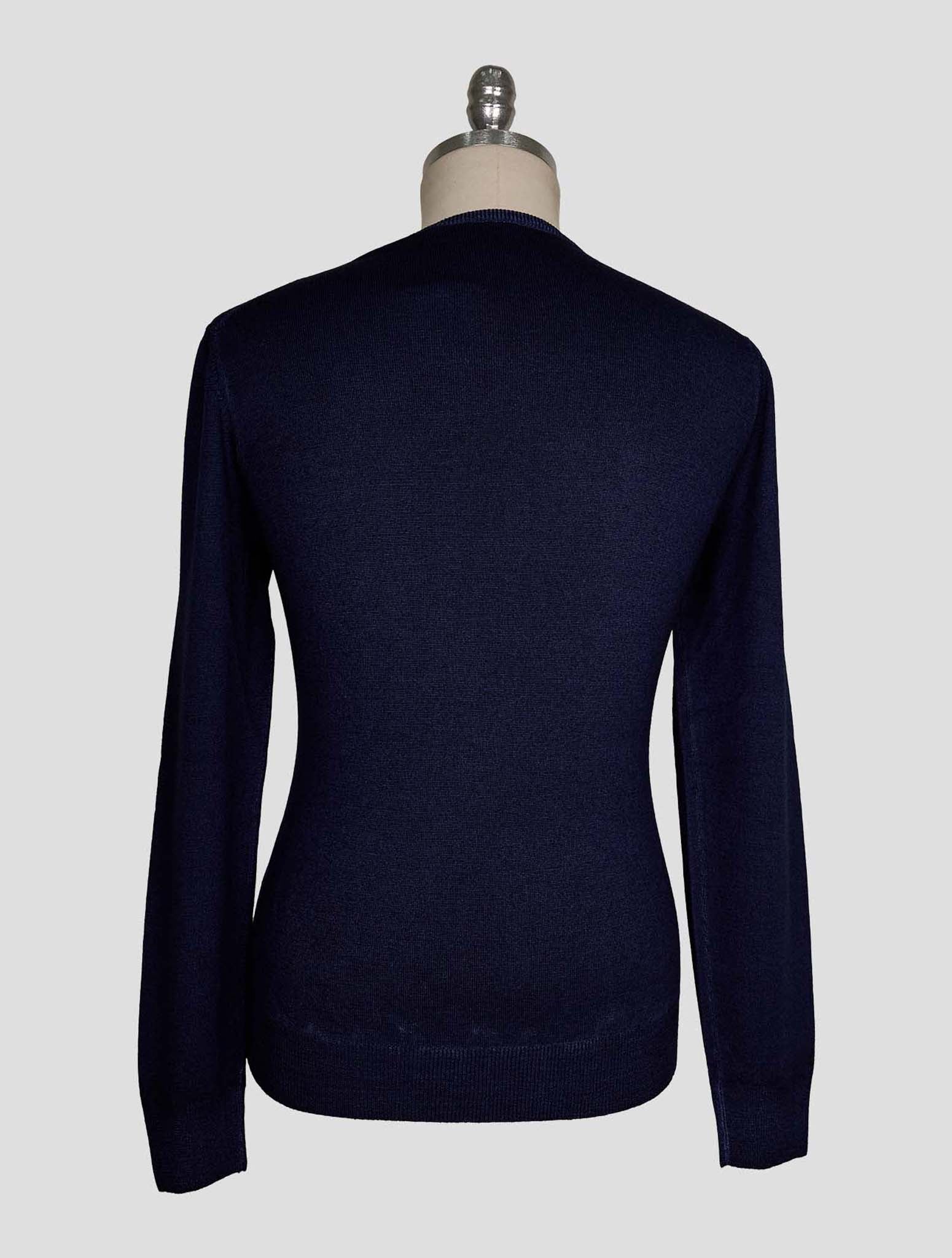 Kiton Blue Wool Sweater Crewneck