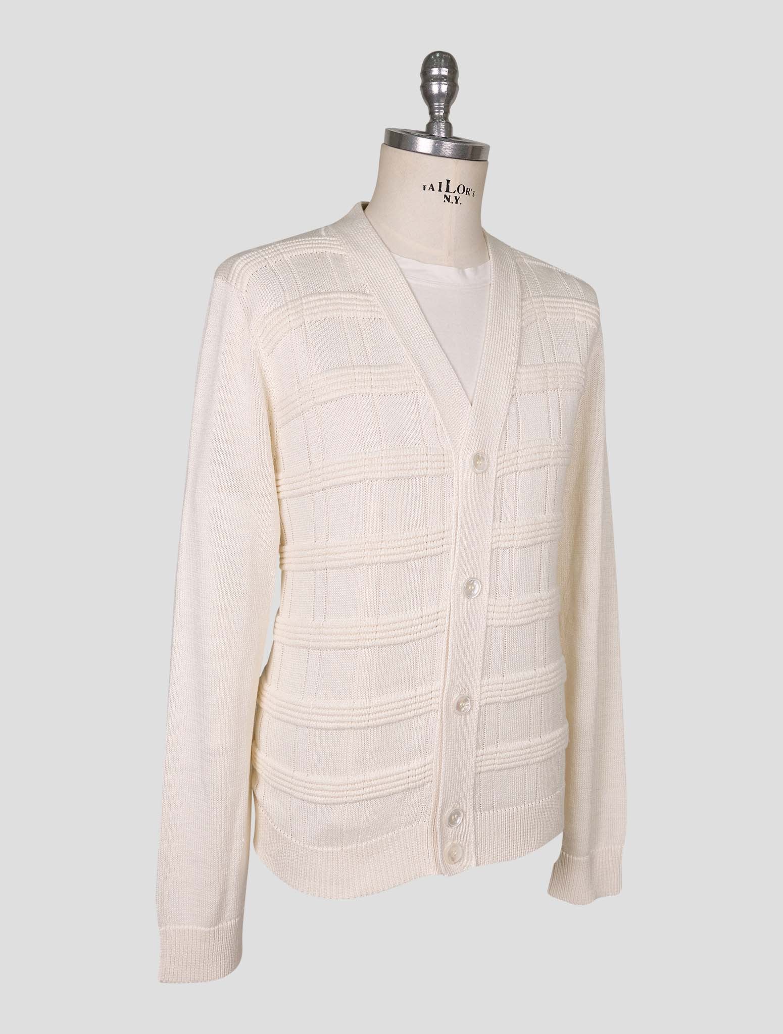 Kiton White Cotton Silk Cardigan