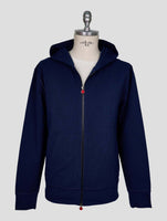Kiton Blue Cotton Ea Sweater Full Zip