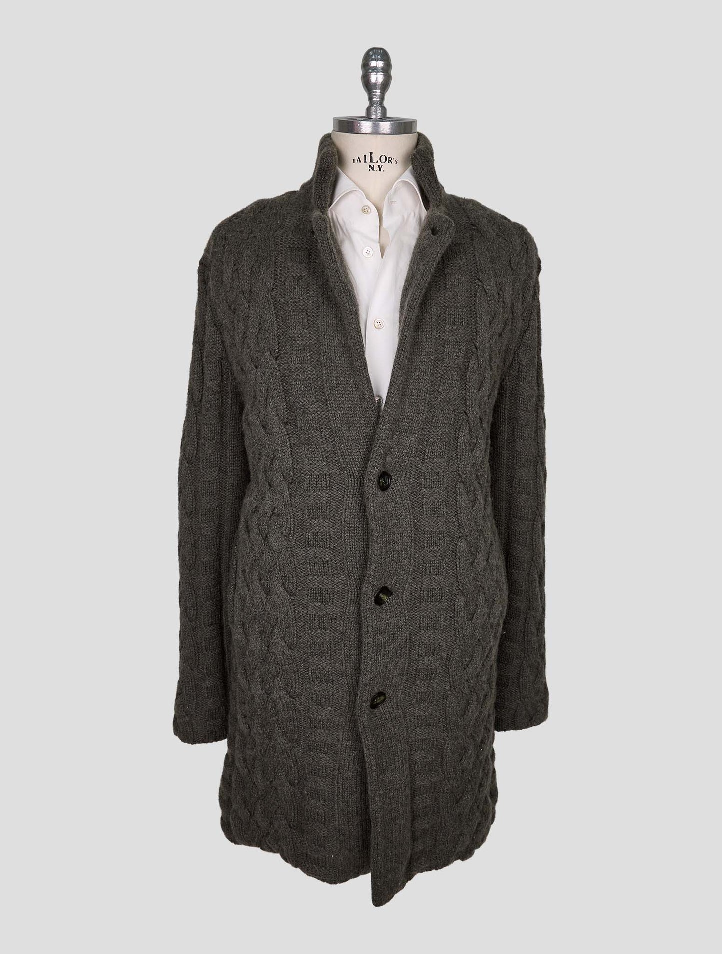 Kiton Green Cashmere Mink Fur Sweater Coat