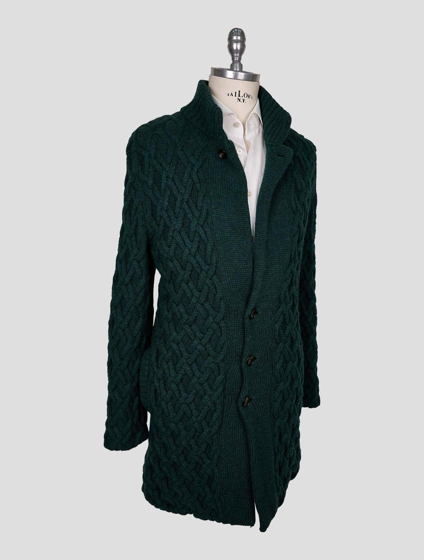 Kiton Dark Green Cashmere Mink Fur Sweater Coat