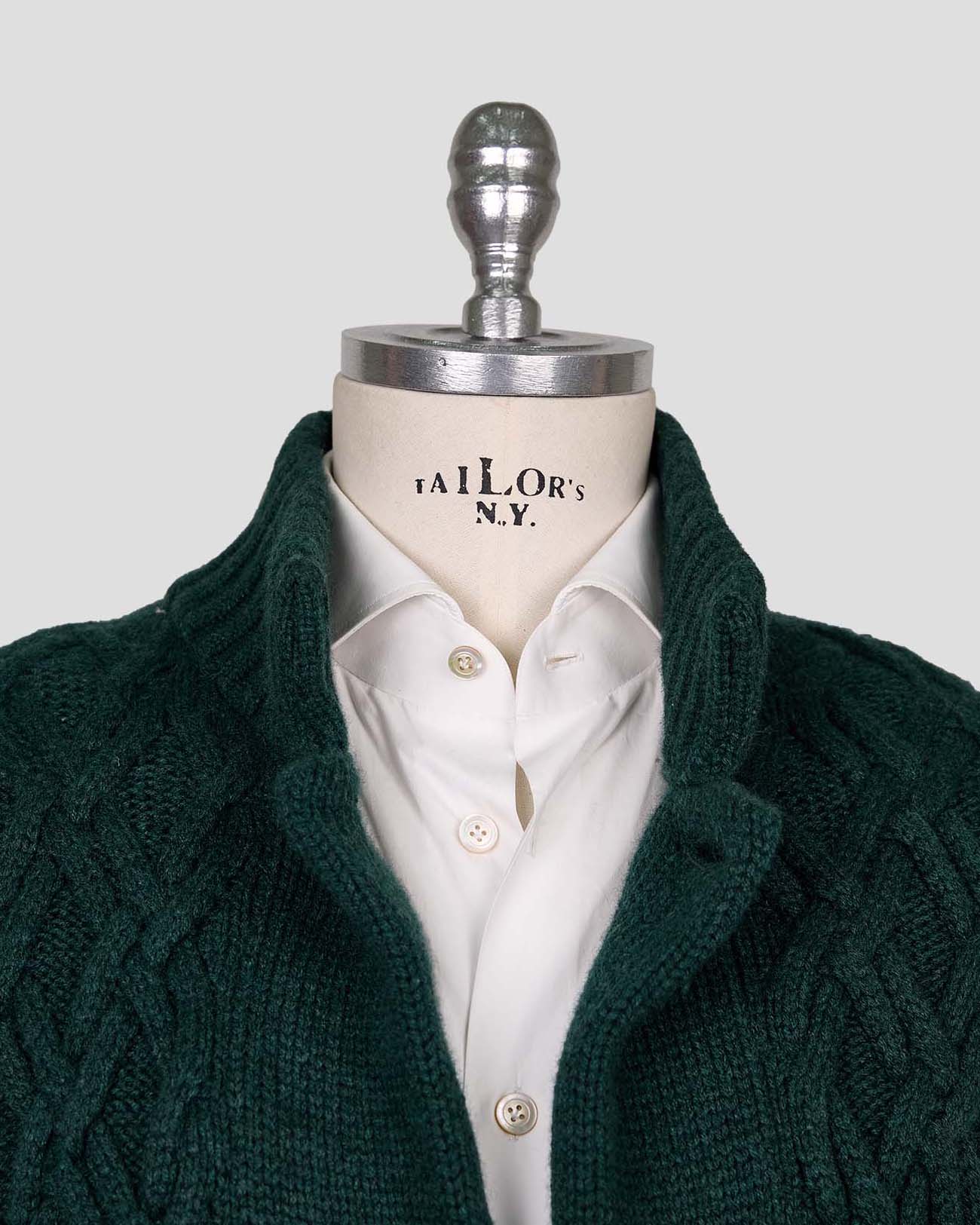 Kiton Dark Green Cashmere Mink Fur Sweater Coat