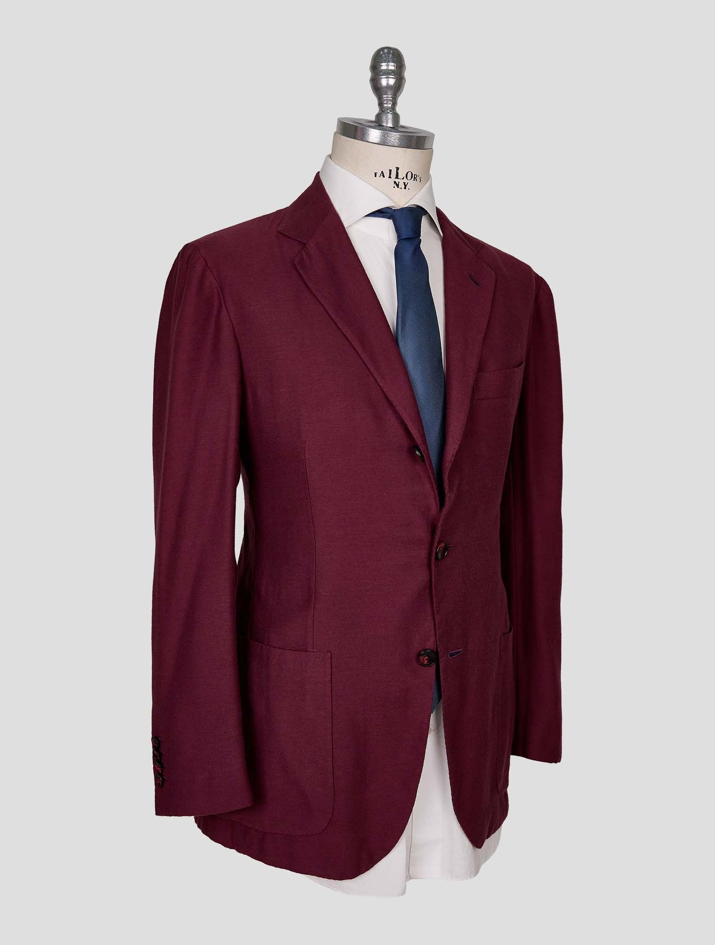 Kiton Burgundy Cotton Cashmere Blazer