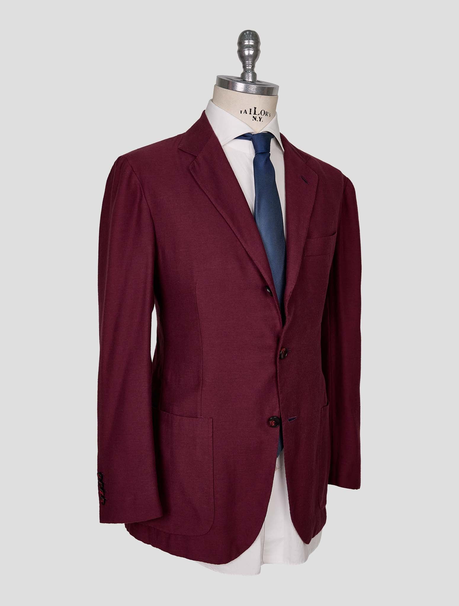 Kiton Burgundy Cotton Cashmere Blazer