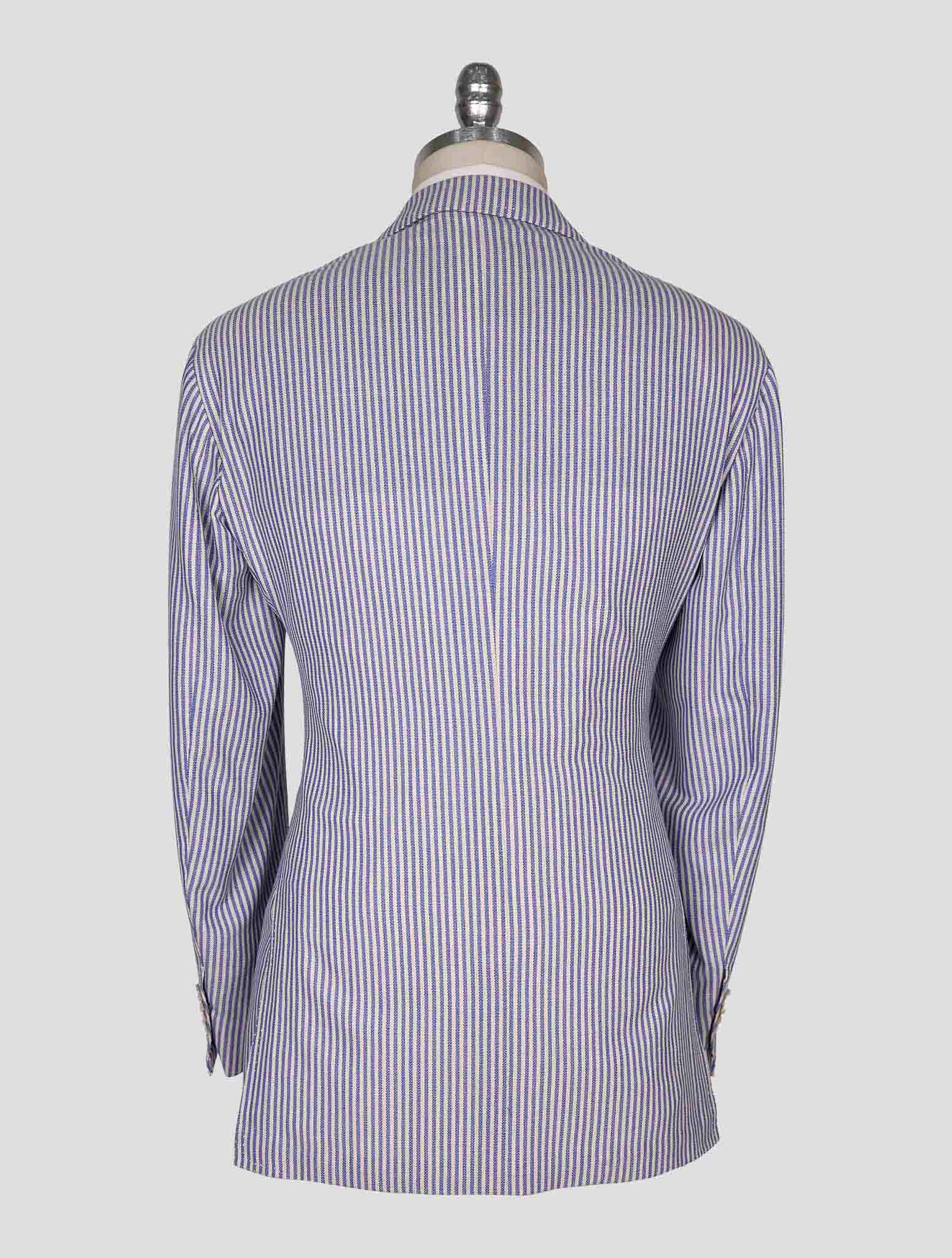 Kiton Blue White Cashmere Linen Blazer