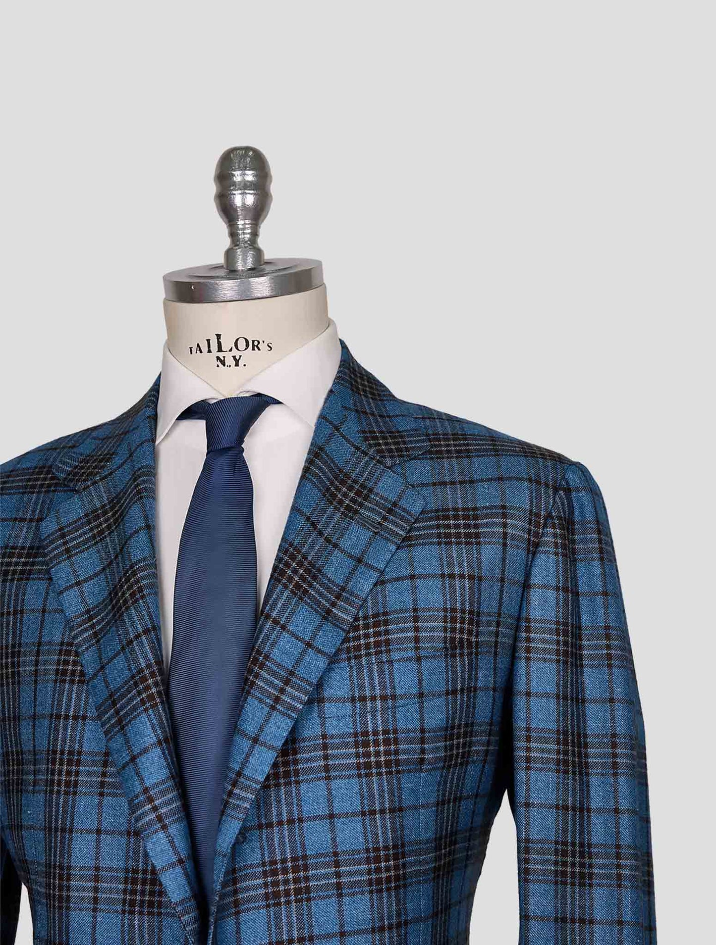 Kiton Light Blue Brown Cashmere Silk Linen Blazer