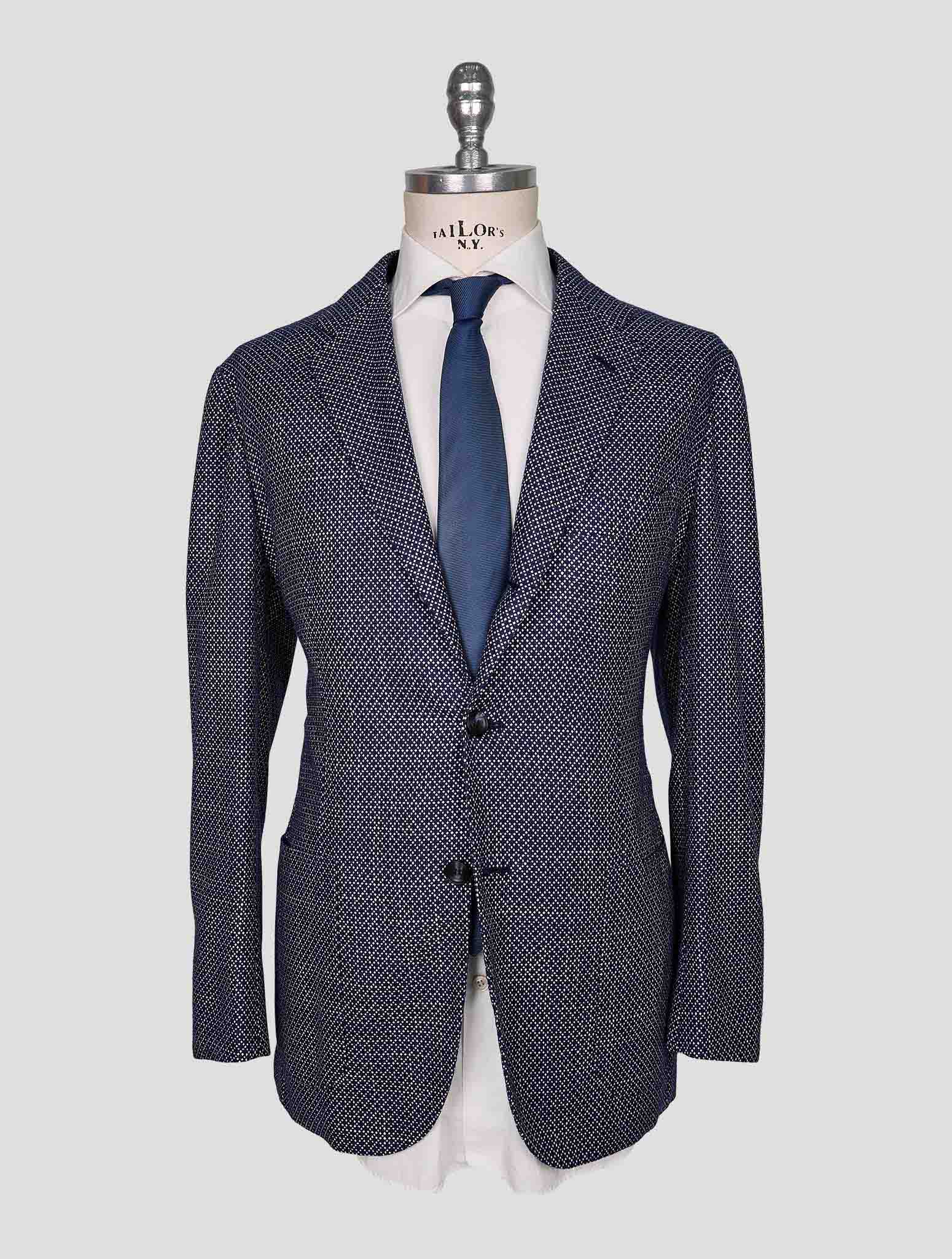 Kiton Blue White Cashmere Silk Blazer