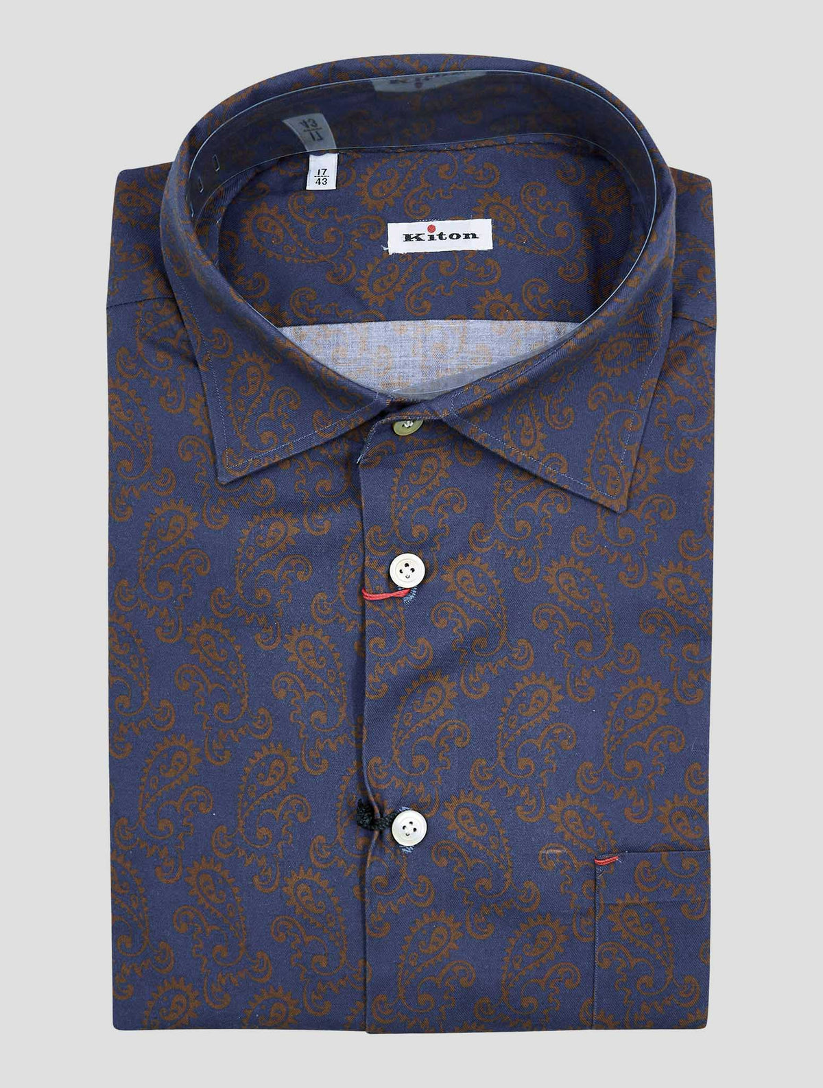 Kiton Blue Orange Cotton Shirt Nerano