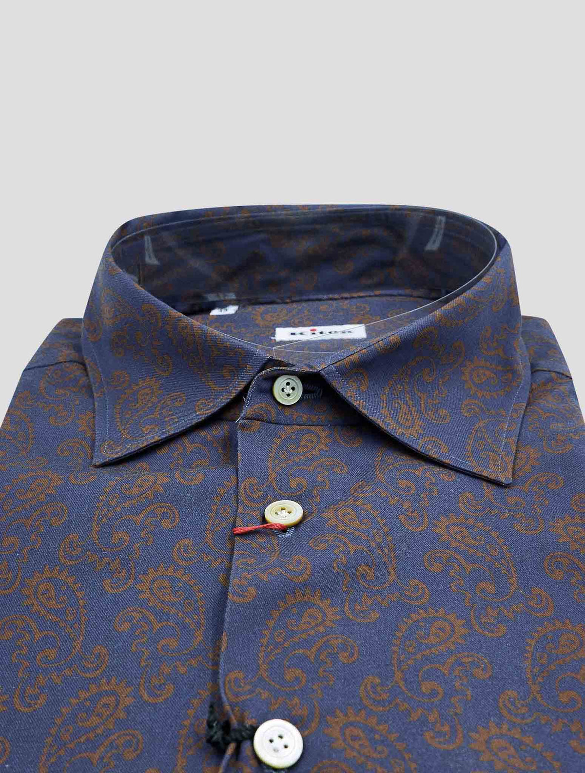 Kiton Blue Orange Cotton Shirt Nerano