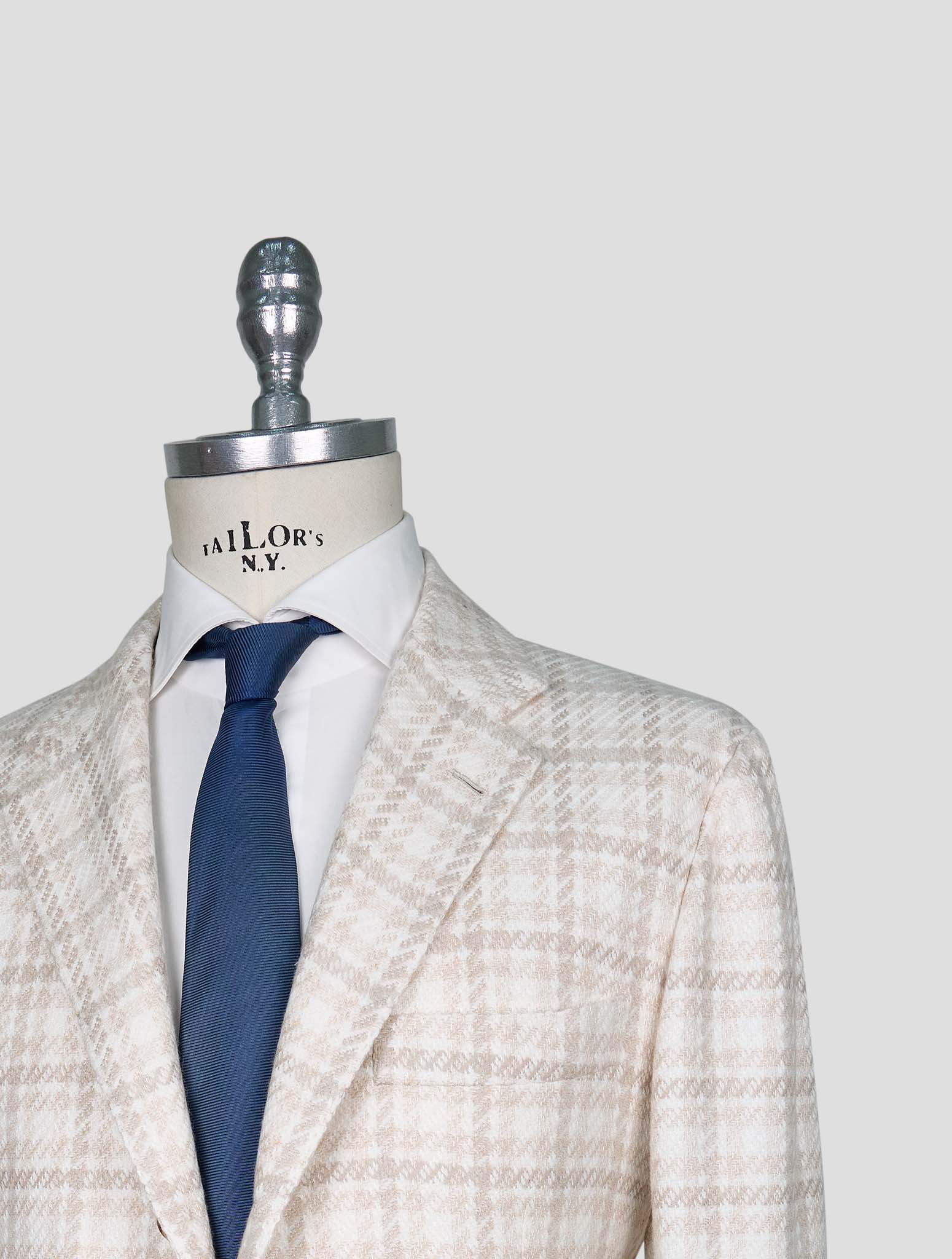 Kiton Beige White Cashmere Virgin Wool Silk Linen