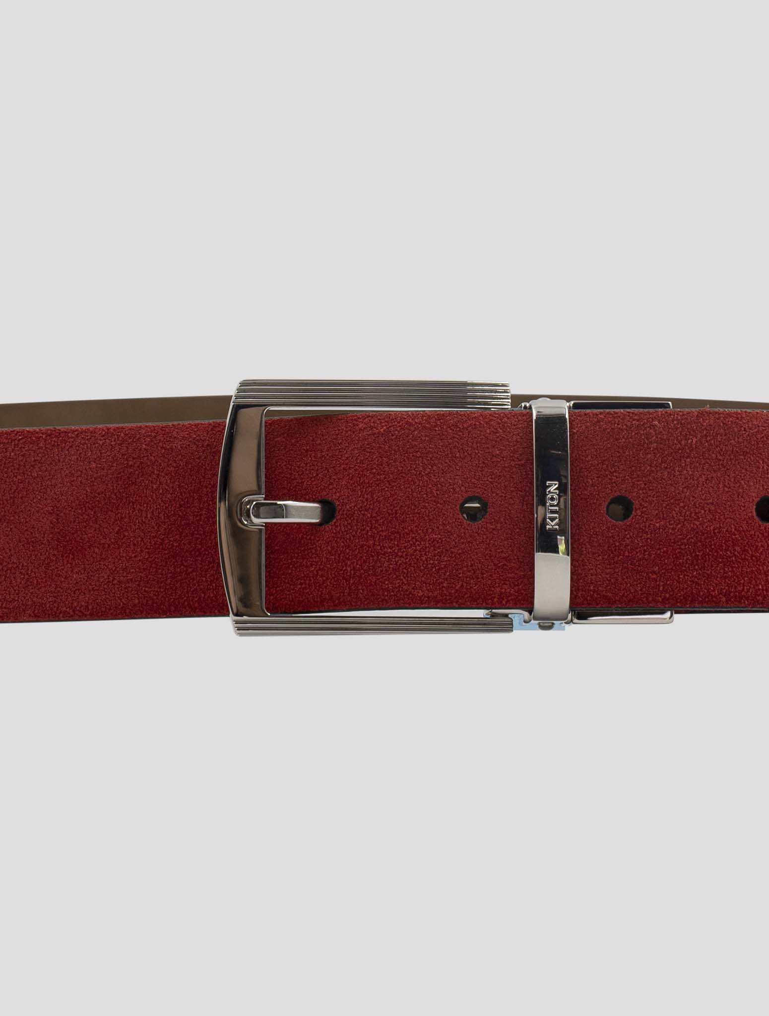 Kiton Burgundy Leather Suede Belt