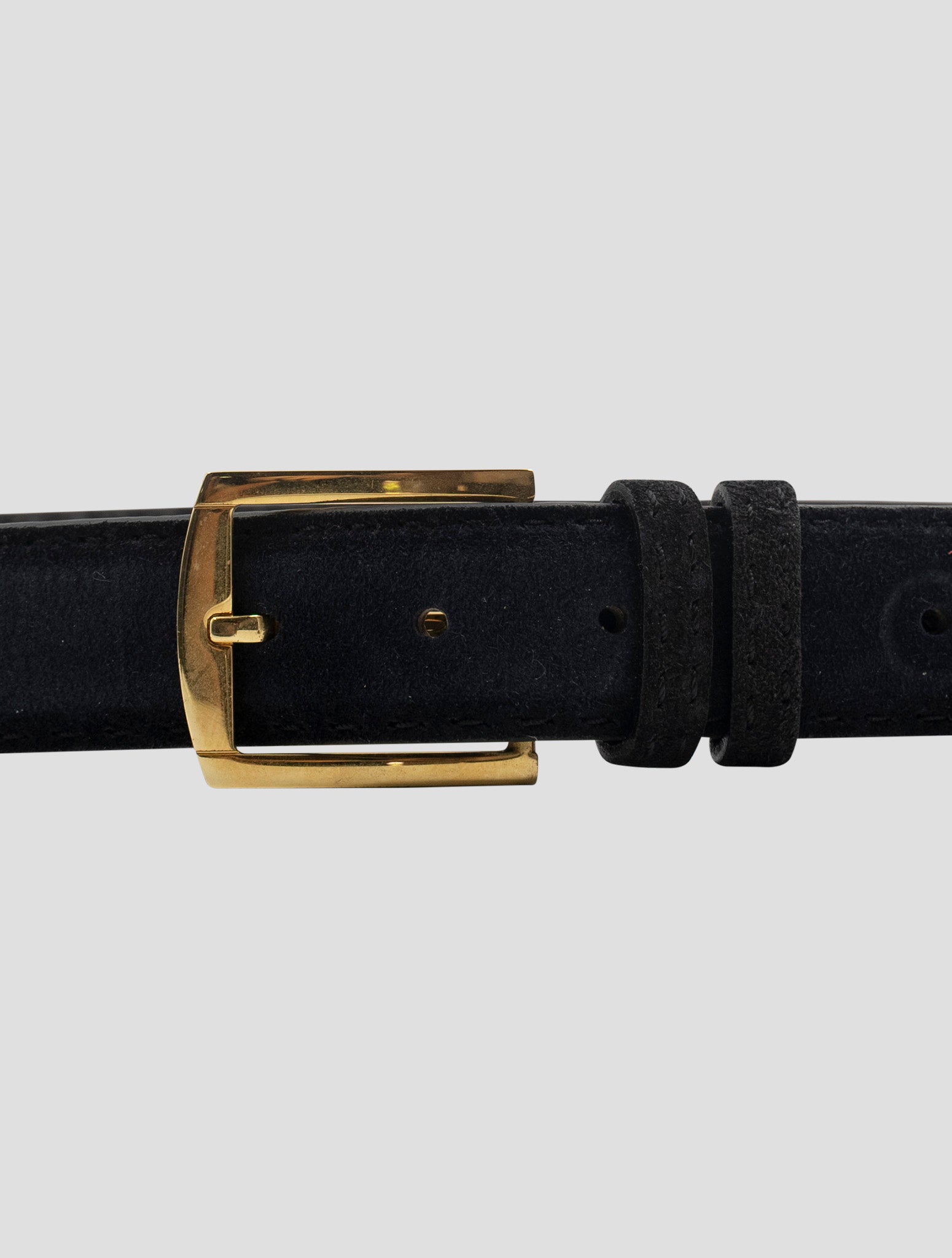 Kiton Black Leather Suede Belt