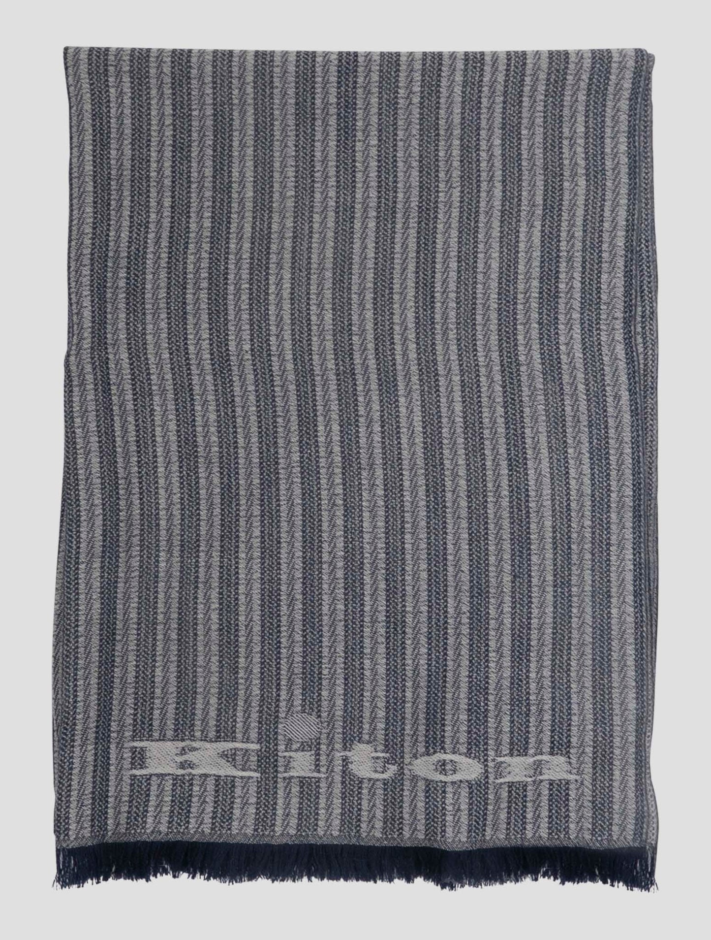 Kiton Blue White Cashmere Scarf 70x180