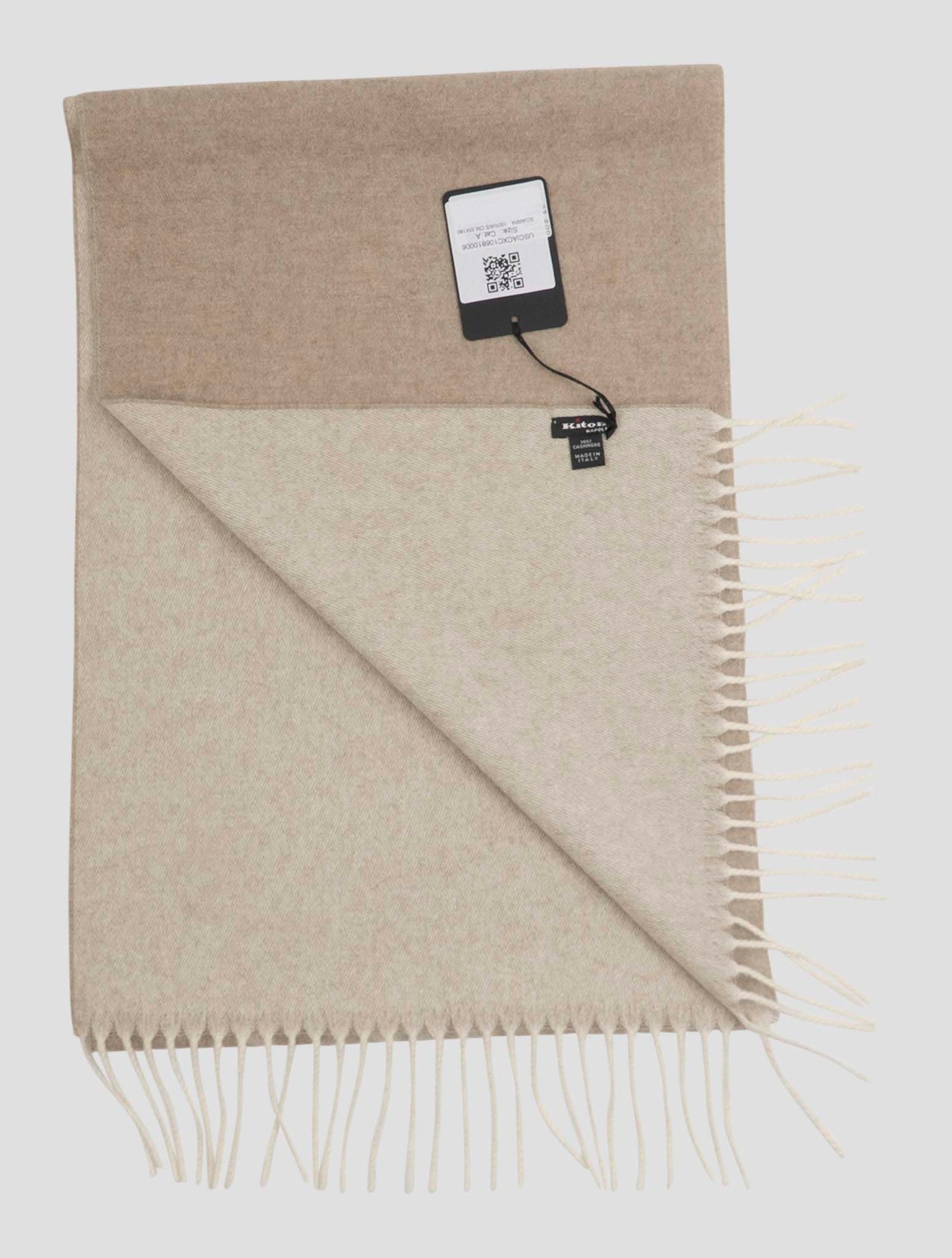 Kiton Beige Cashmere Scarf 35x180