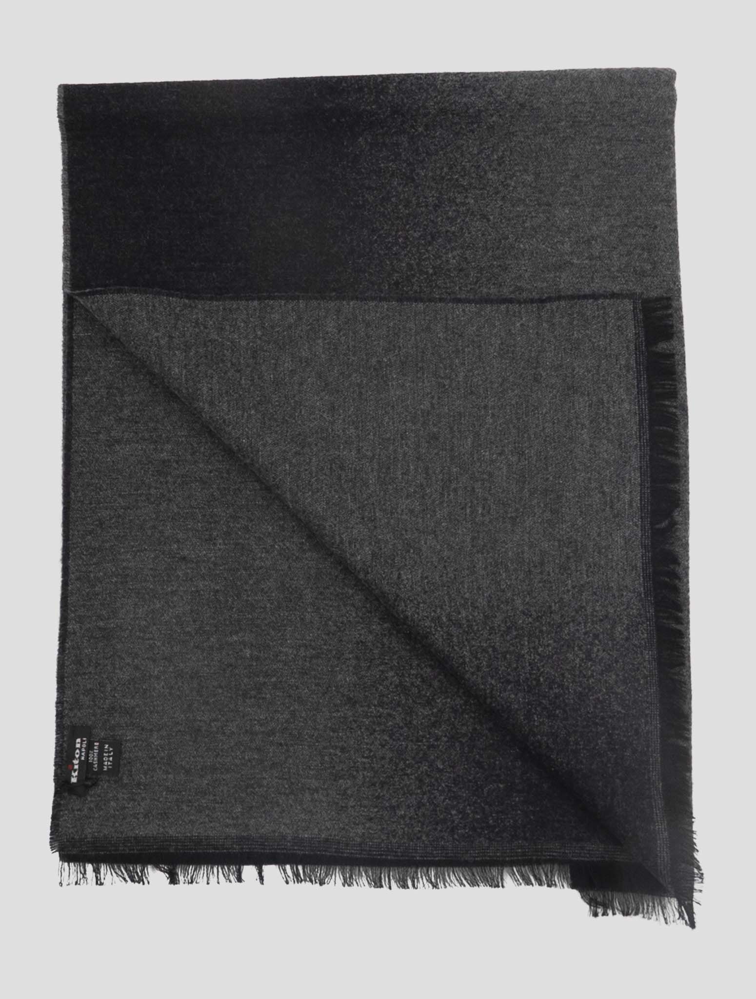 Kiton Gray Black Cashmere Scarf 37x180