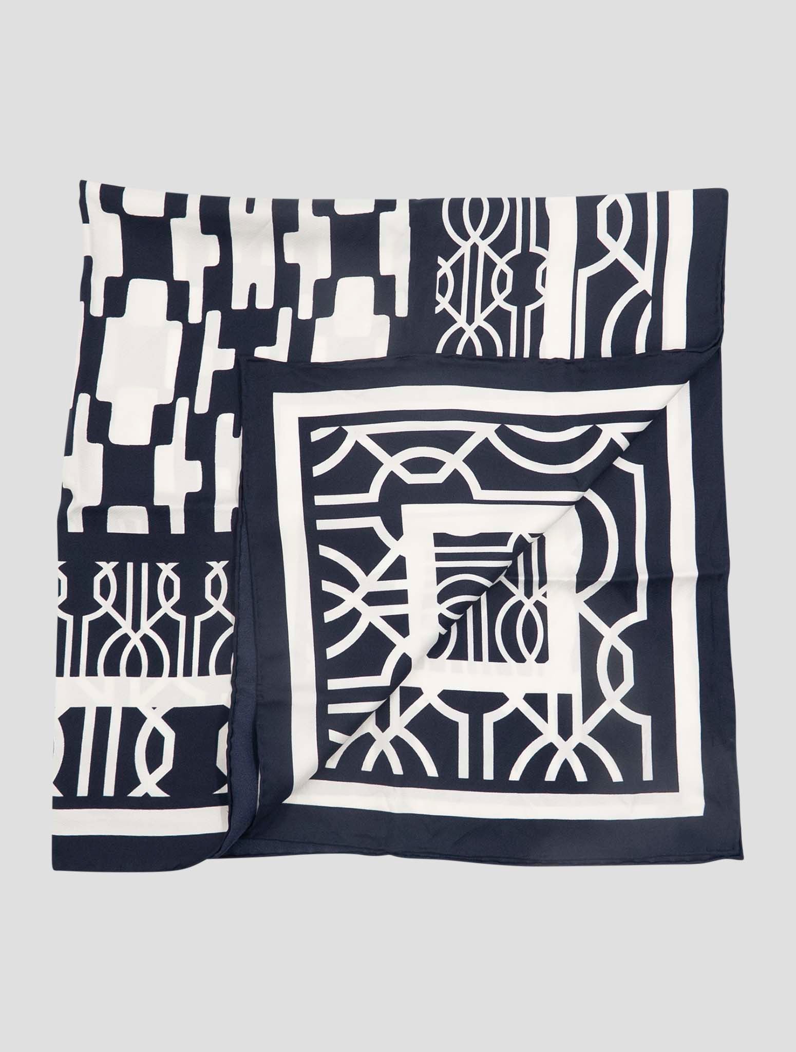 Kiton Blue White Silk Foulard Women