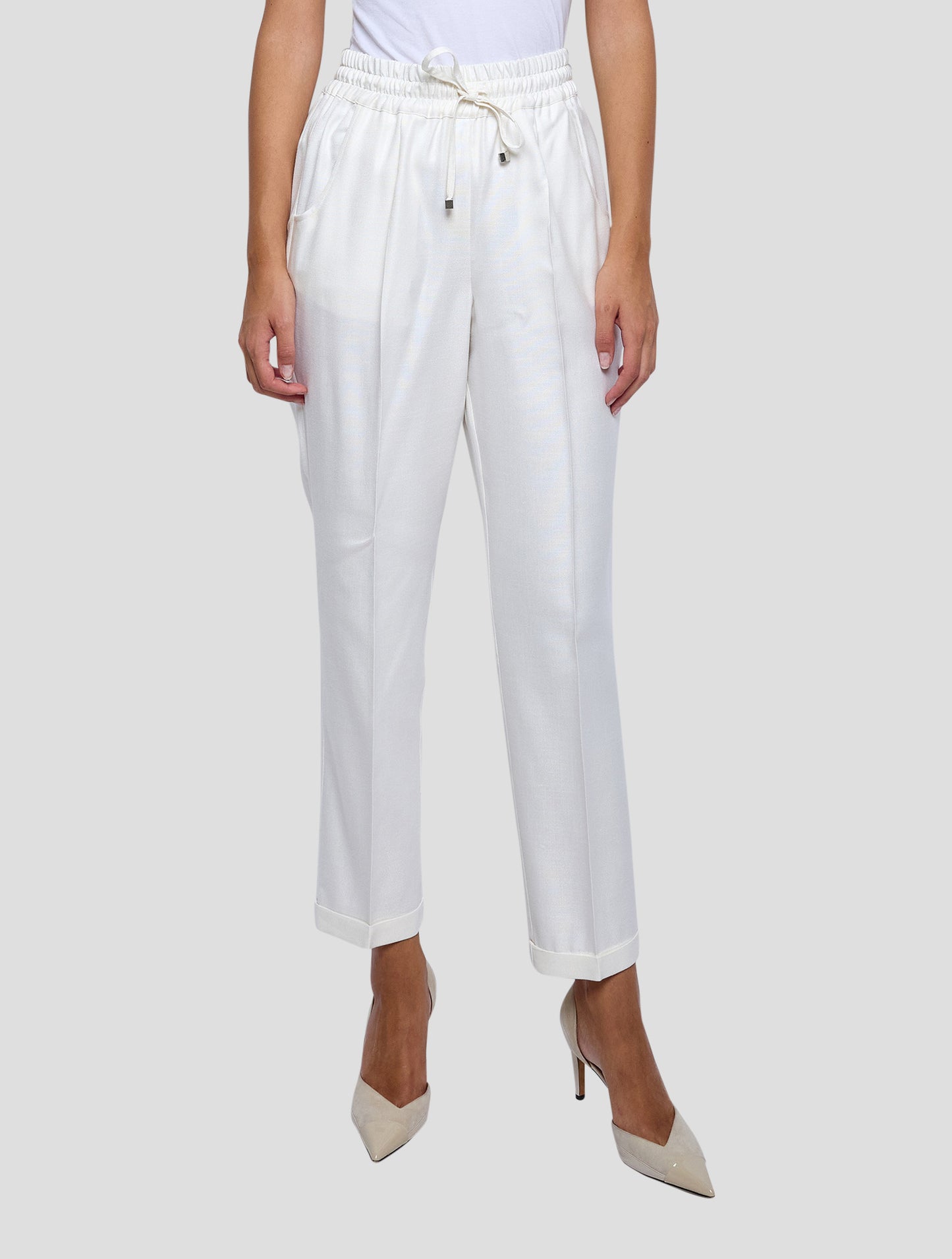 Kiton White Viscose Pants Women