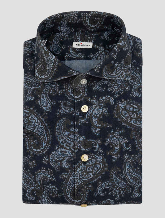 Kiton Blue Brown Cotton Shirt
