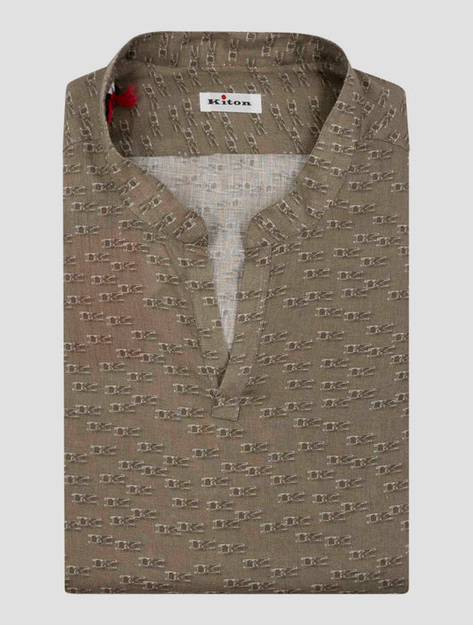 Kiton Brown Linen Korean Shirt