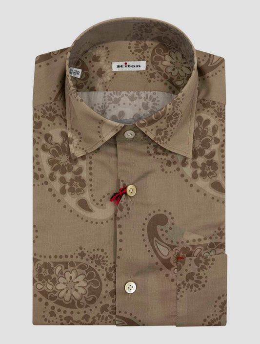 Kiton Brown Cotton Shirt Nerano