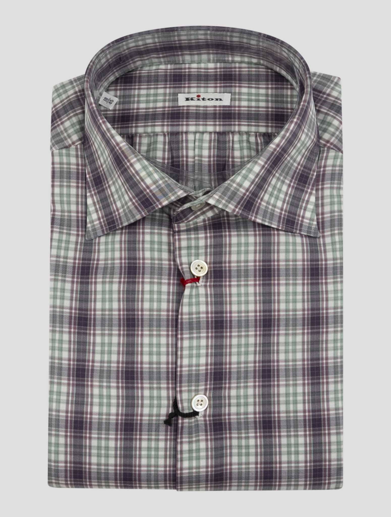 Kiton Burgundy Green Cotton Shirt