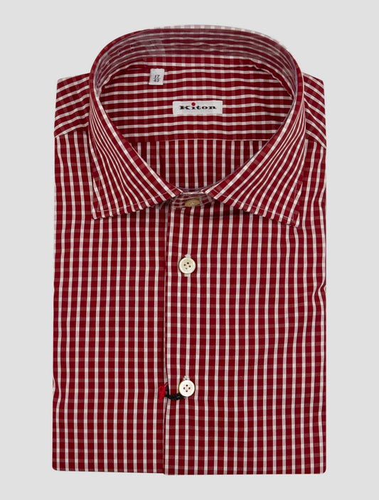 Kiton Red White Cotton Shirt
