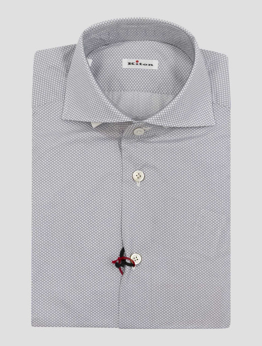 Kiton Gray White Cotton Shirt Nerano