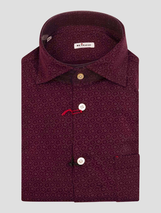 Kiton Burgundy Cotton Shirt Nerano