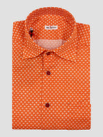 Kiton Orange White Cotton Shirt