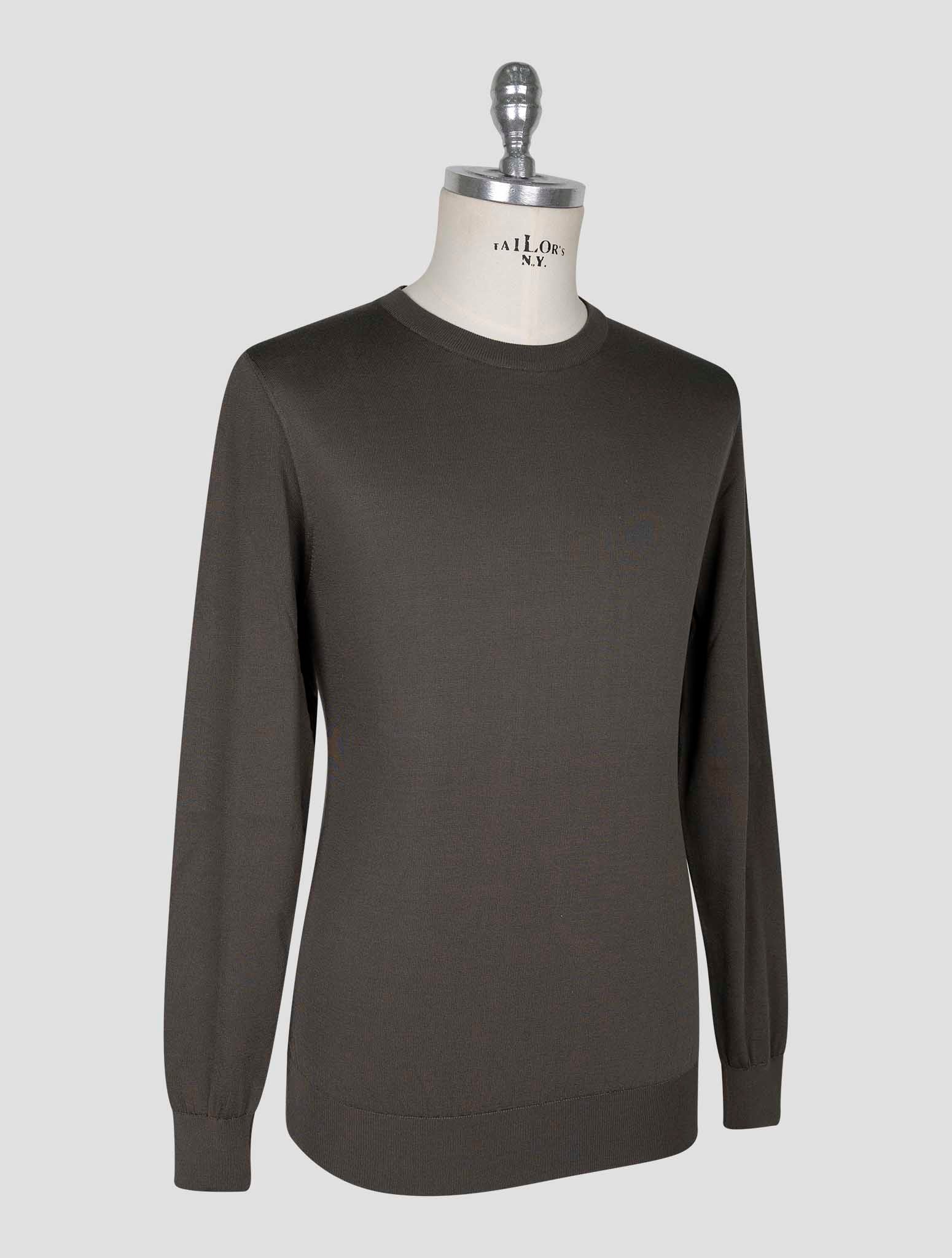 Kiton Taupe Silk Sweater Crewneck