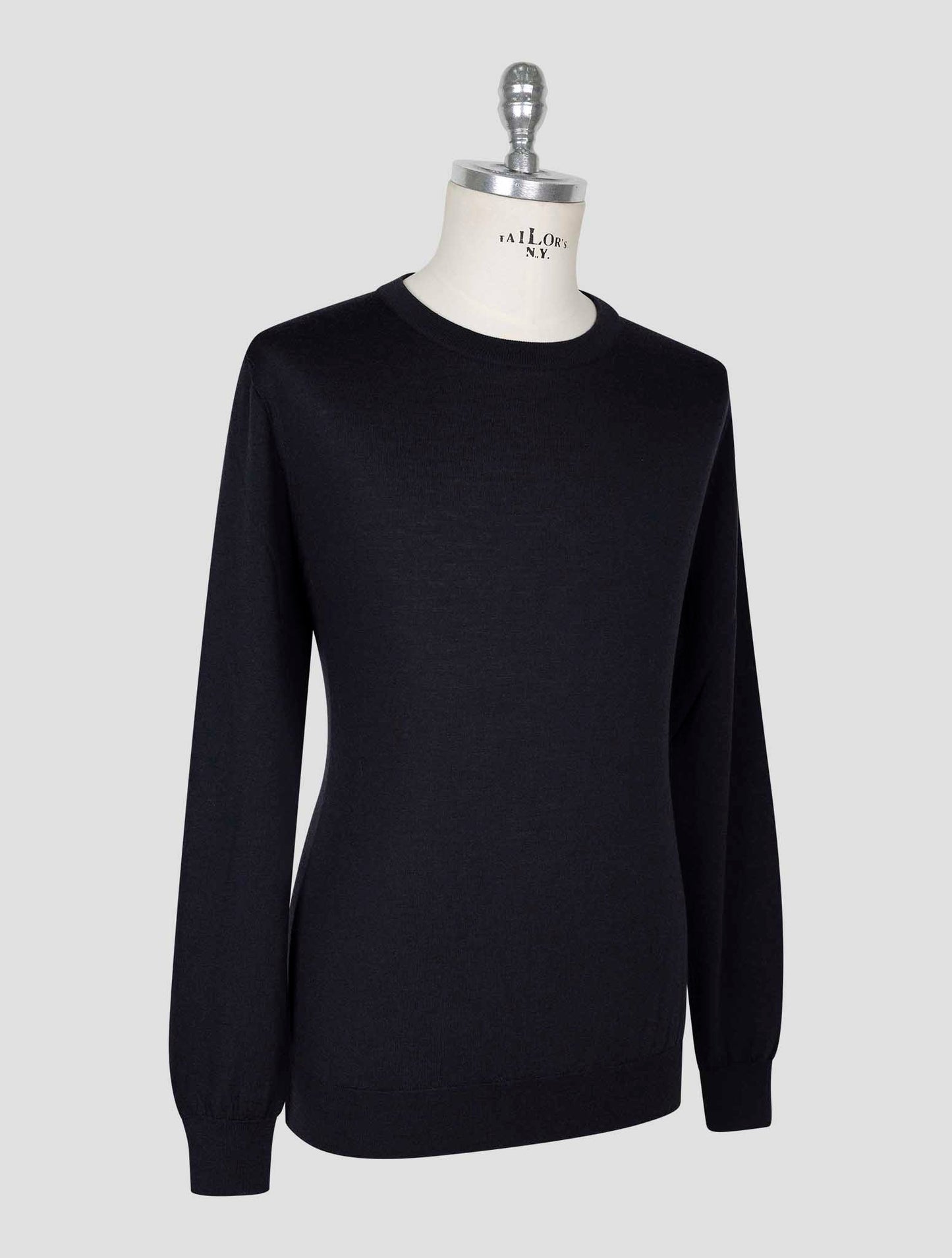 Kiton Black Wool Sweater Crewneck