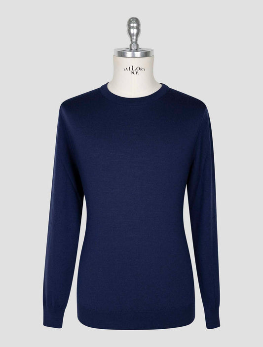 Kiton Blue Wool Sweater Crewneck
