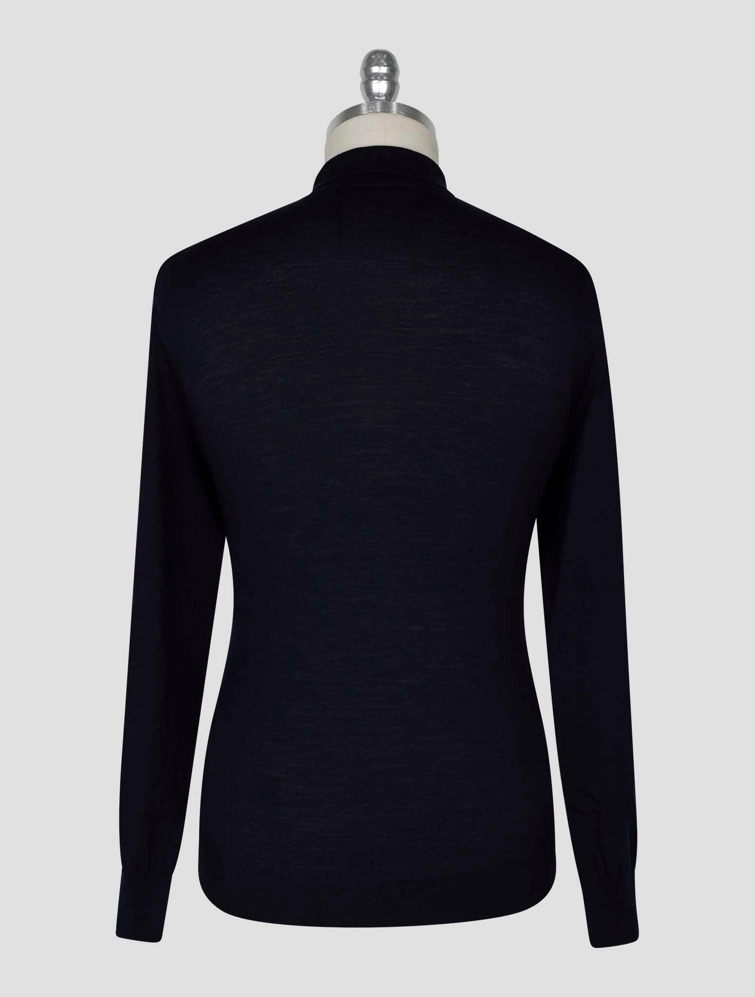 Kiton Dark Blue Wool Sweater Polo