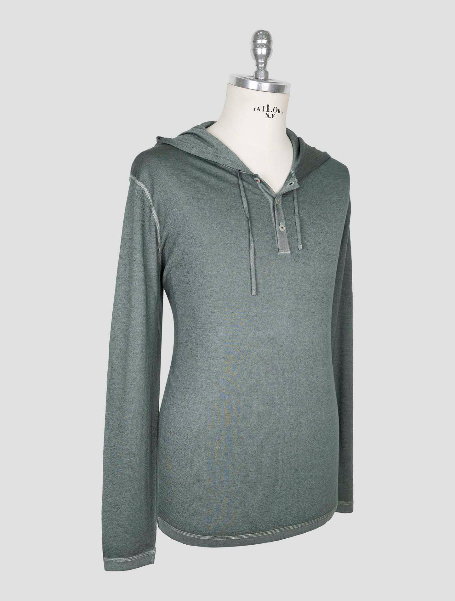 Kiton Green Cashmere Silk Sweater Hoodie