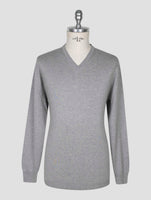 Kiton Gray Cotton Sweater V-Neck
