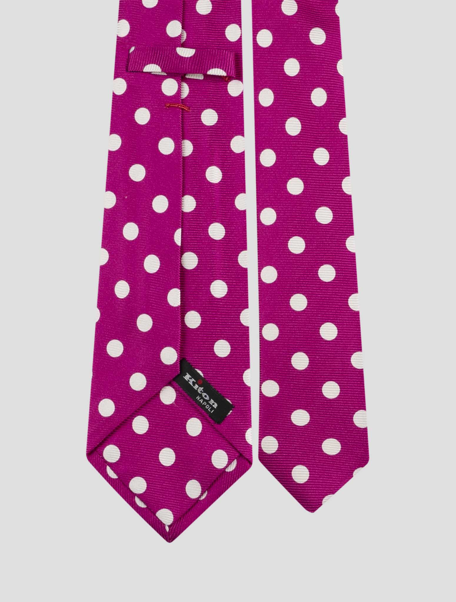 Kiton Fuchsia White Silk Tie