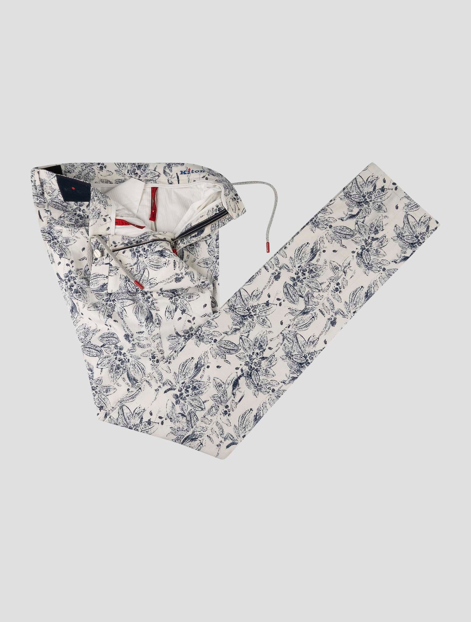 Kiton Blue White Cotton Pants