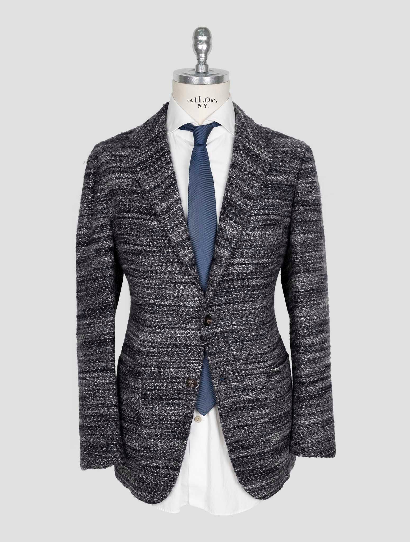 Kiton Dark Gray White Cashmere Silk Blazer