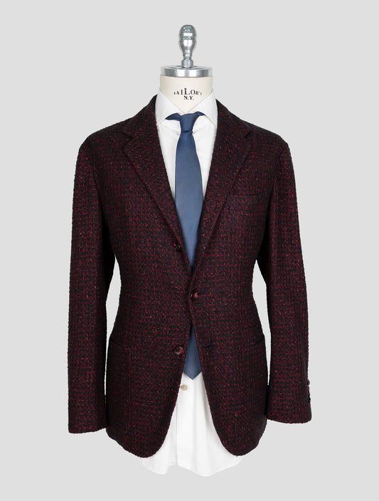 Kiton Burugndy Blue Cashmere Silk Blazer