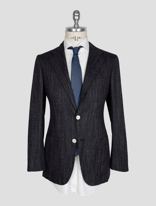 Kiton Dark Gray White Cashmere Virgin Wool Silk Linen Blazer