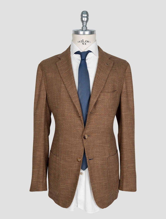 Kiton Brown Cashmere Silk Cotton Virgin Wool Pa Blazer