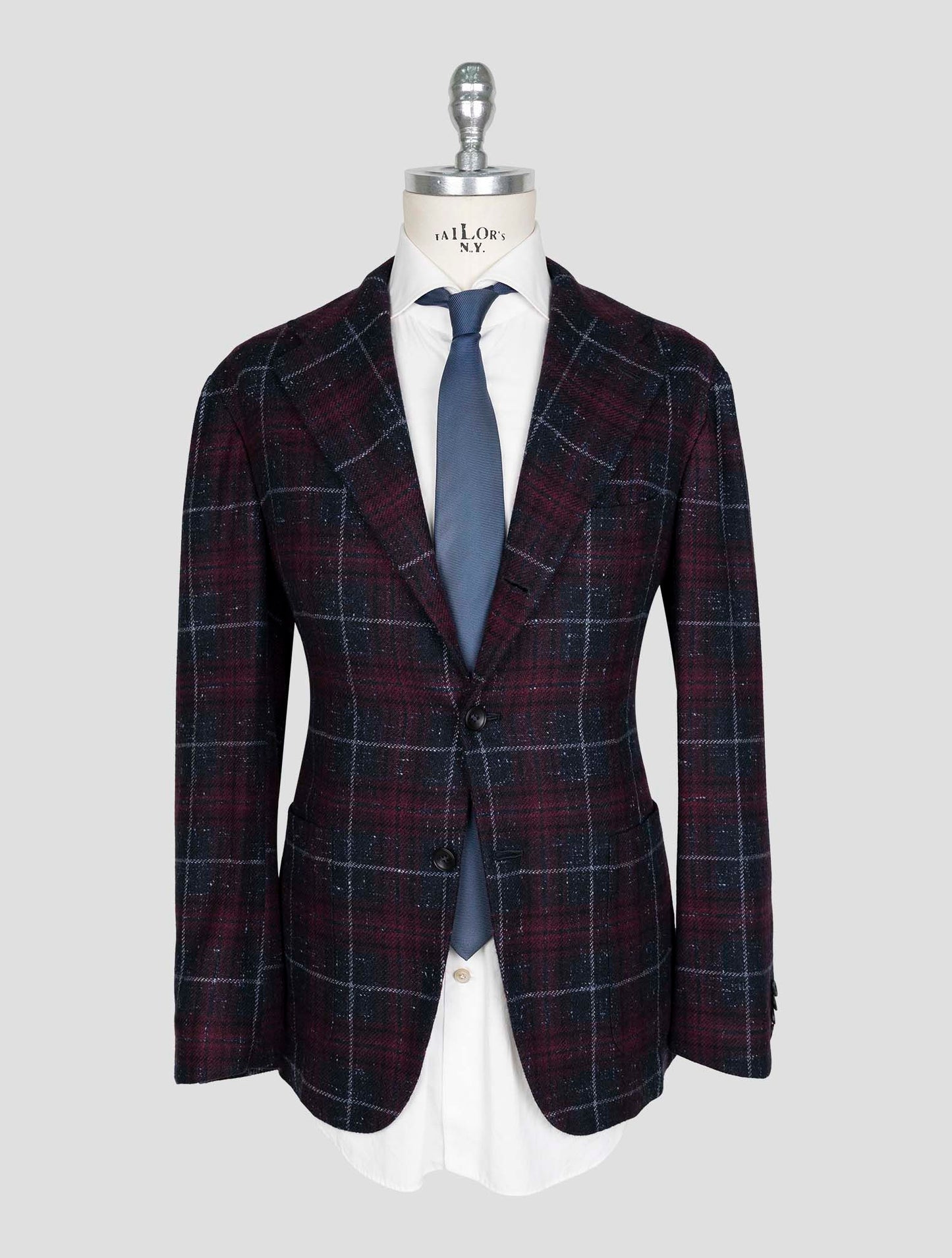 Kiton Burgundy Blue Cashmere Blazer