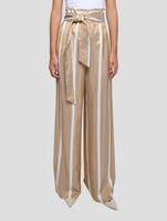 Kiton Brown White Silk Pants Women