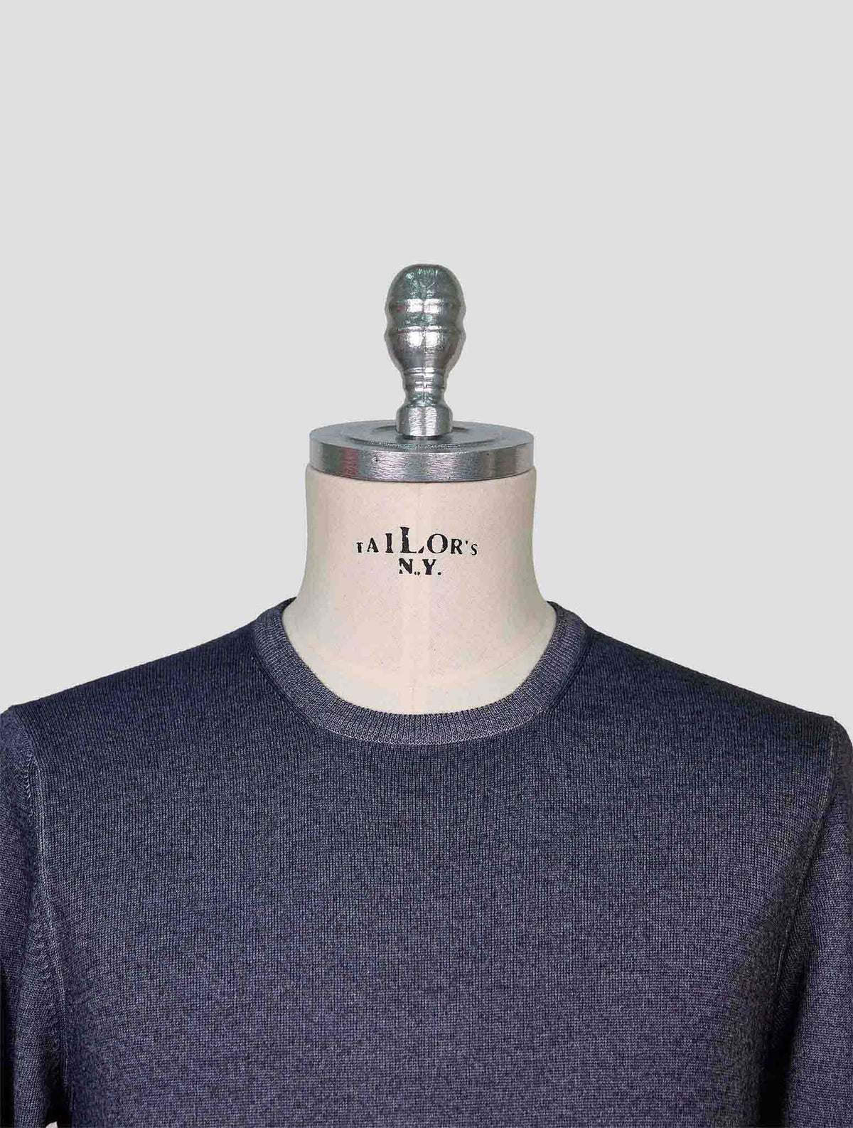 Kiton Gray Wool Sweater Crewneck
